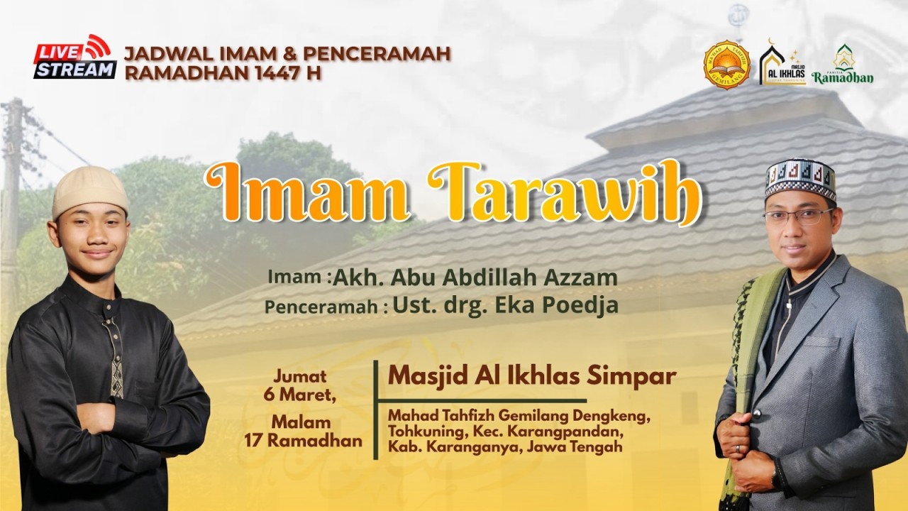 🔴LIVE!!! Sholat Tarawih Mahad Gemilang | 16 RAMADHAN 1447 H | IMAM Akh. Abu Abdillah Azzam