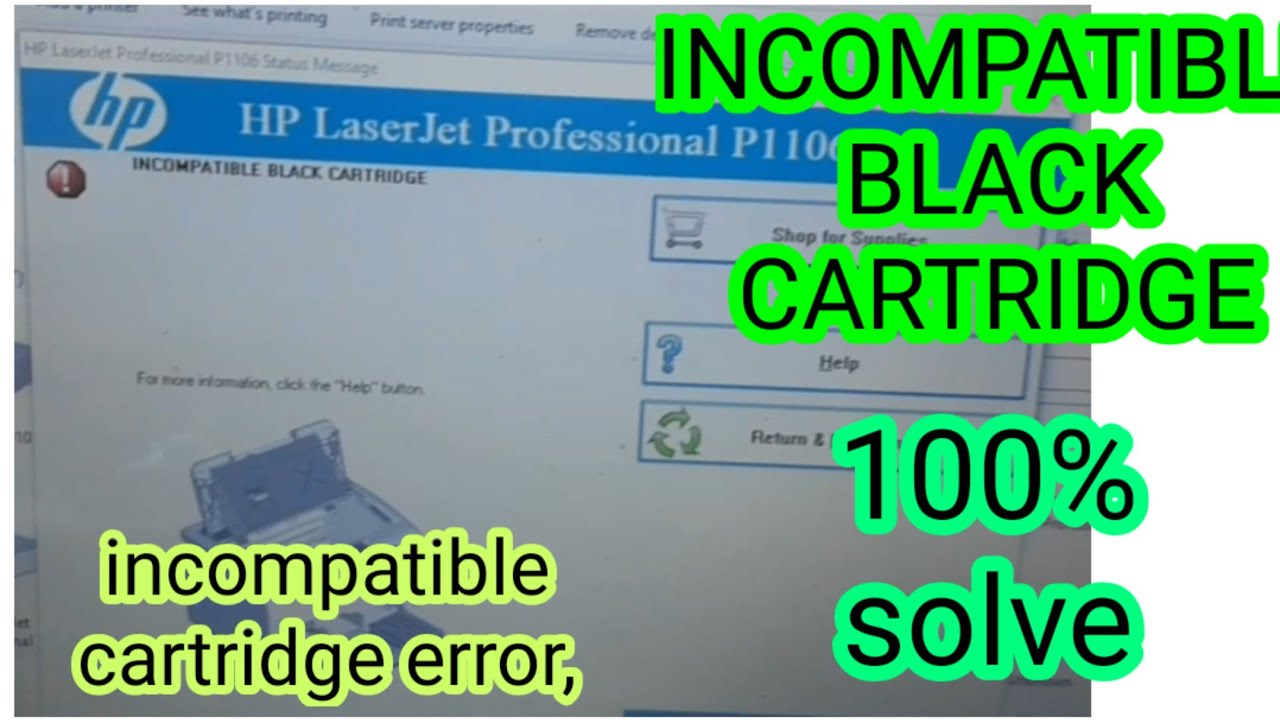 incompatible black cartridge hp laserjet || INCOMPATIBLE  CARTRIDGE || incompatible cartridge error,