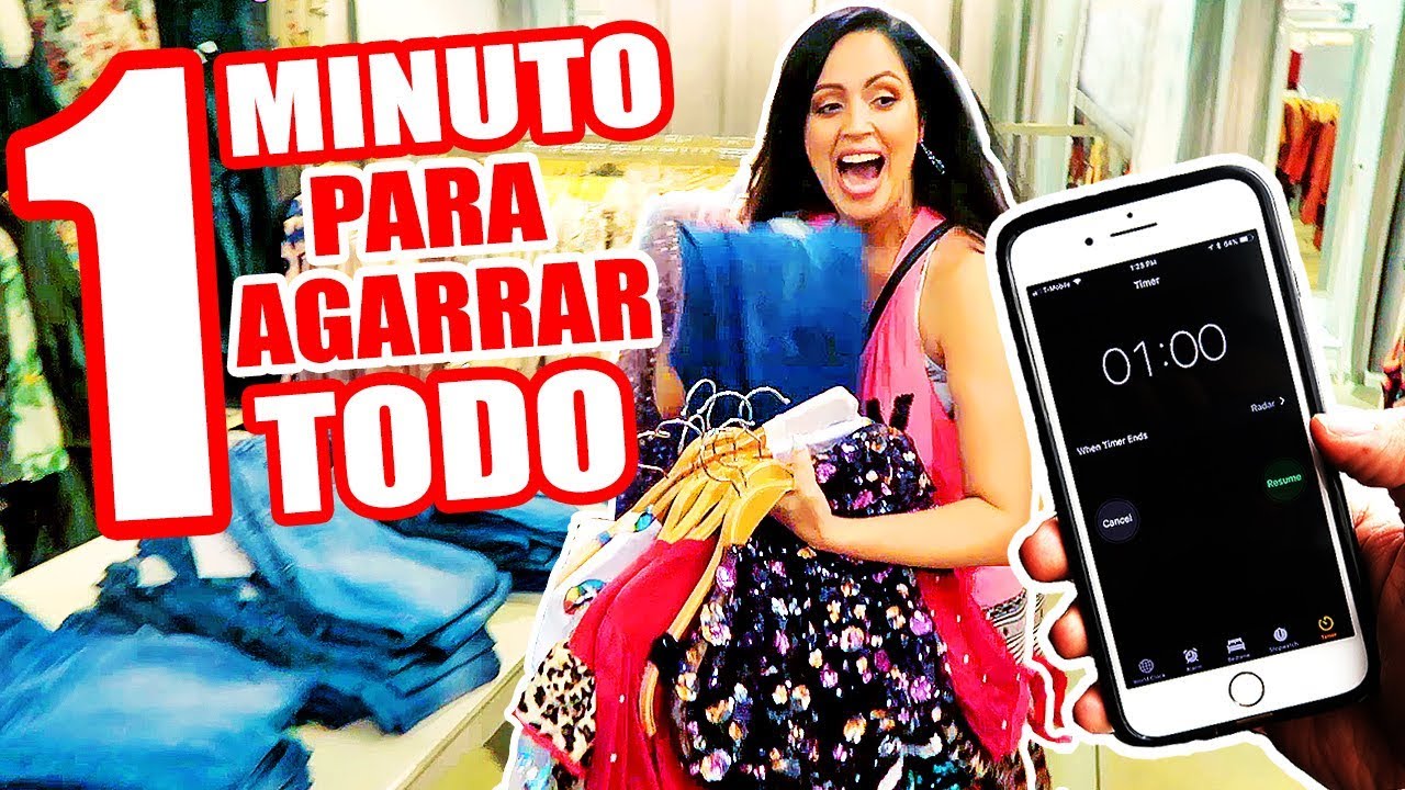 1 MINUTO PARA AGARRAR TODA LA ROPA QUE QUIERAS EN UNA TIENDA! 😱 RETO EXTREMO 🔥 SandraCiresArt
