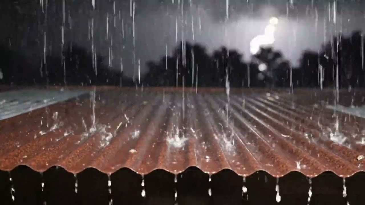 Heavy Rain on Tin Roof at Night | Deep Sleep, Relaxing Rain Sounds