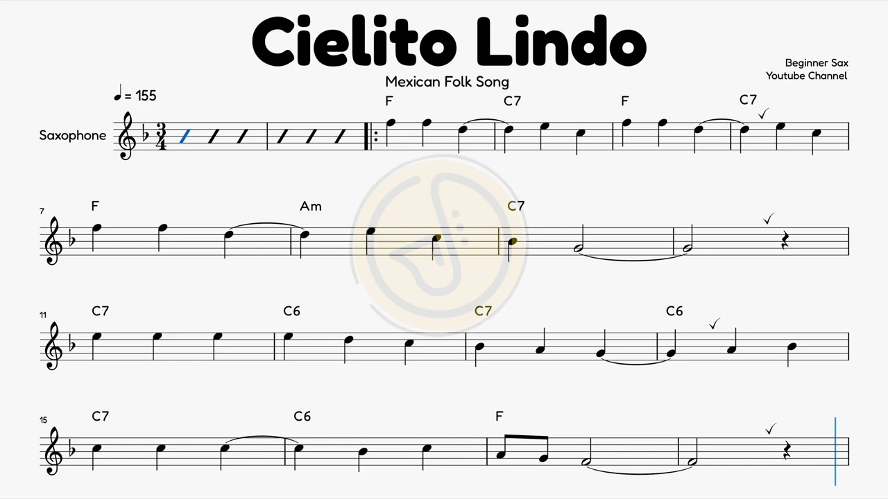 Cielito Lindo | Easy ALTO Saxophone Sheet Music for Beginners