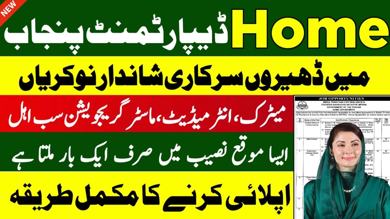 Home Department Punjab Jobs 2025 | Latest Government Jobs | Male & Female | Apply Now