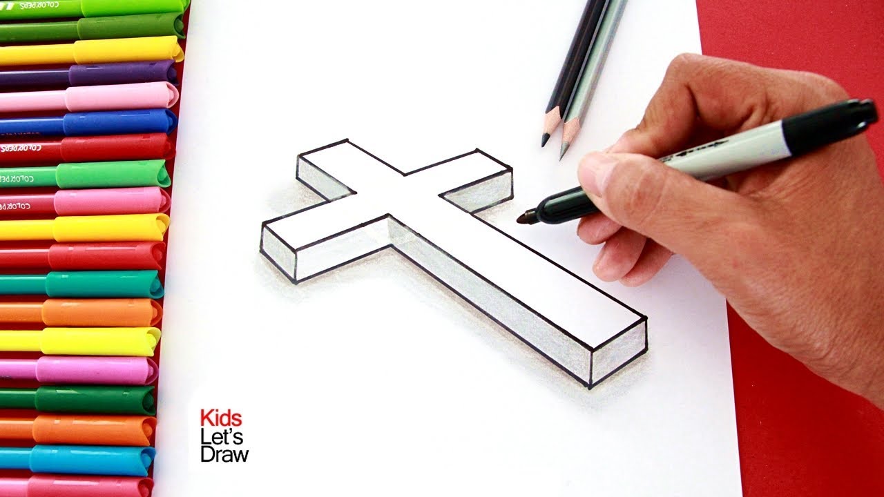 C&oacute;mo dibujar una CRUZ EN 3D f&aacute;cil |  How to Draw a 3D Cross easy!