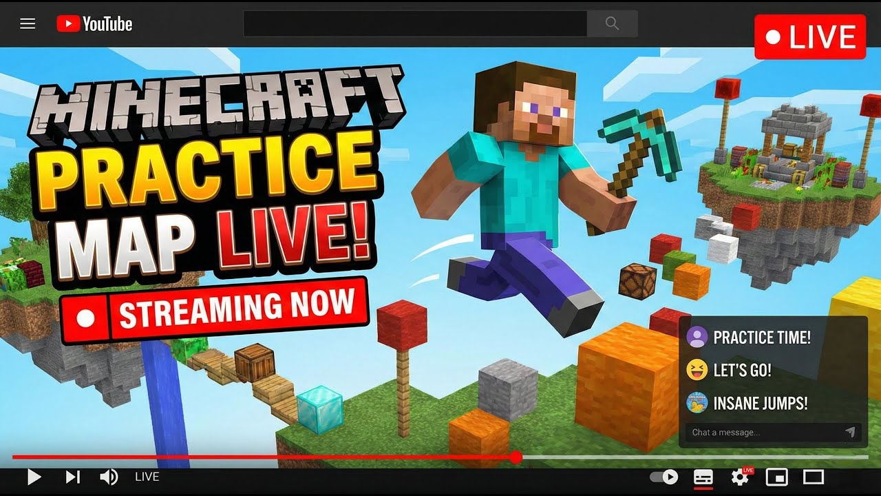 Minecraft Pc Practice Map Creat 🔴 Sky is Live 🔴