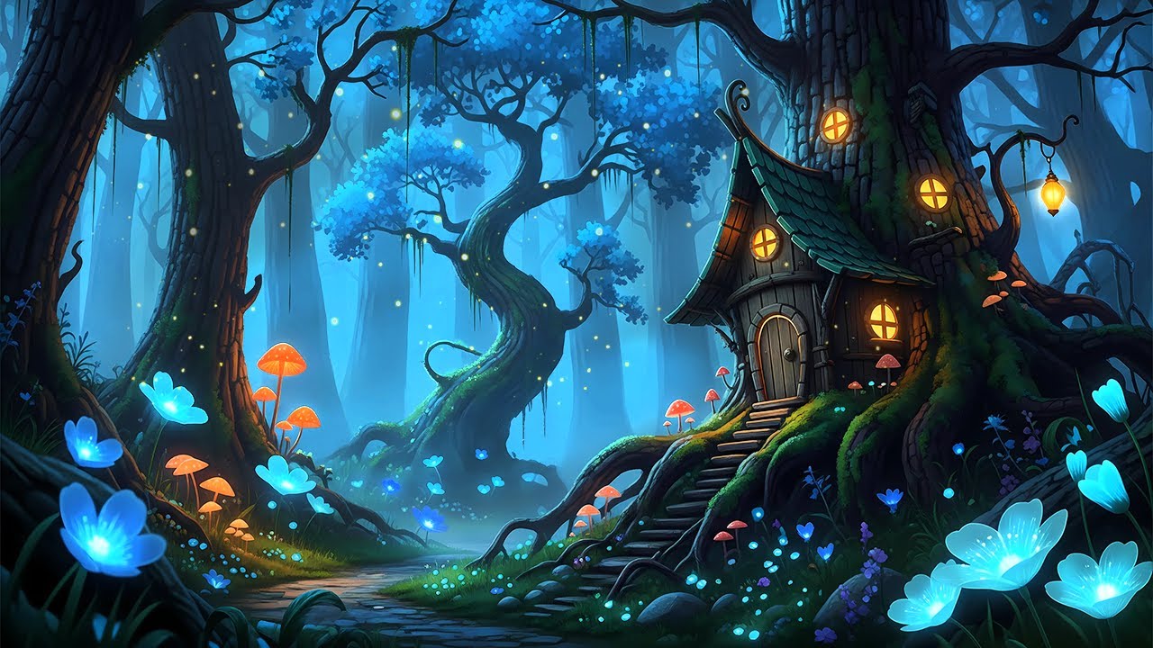 Relaxing Enchanted Forest Ambience 🍄✨ Gentle Breeze, Nature Sounds & Occasional Soft Wind Chimes