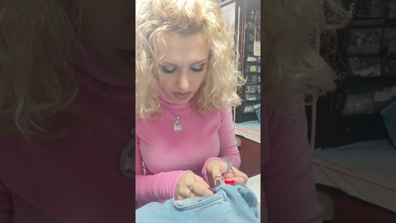 Как расшить джинсы с обеих сторон 1 этап