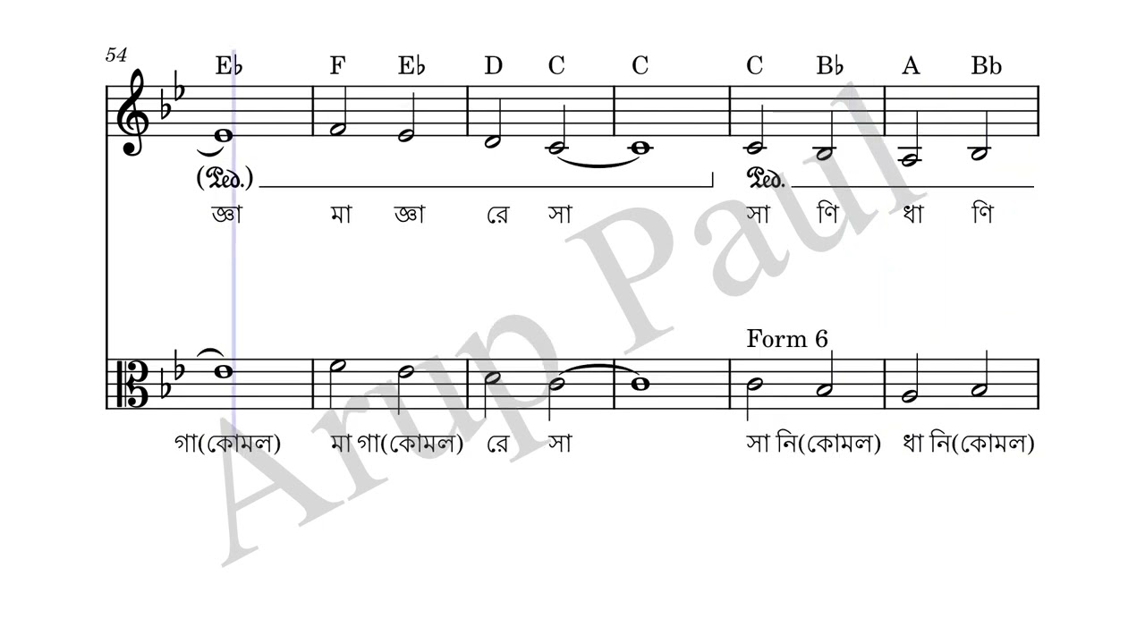 Musical Phrases of Raag Bageshri (Thaat Kafi) in Staff Notation by Arup Paul