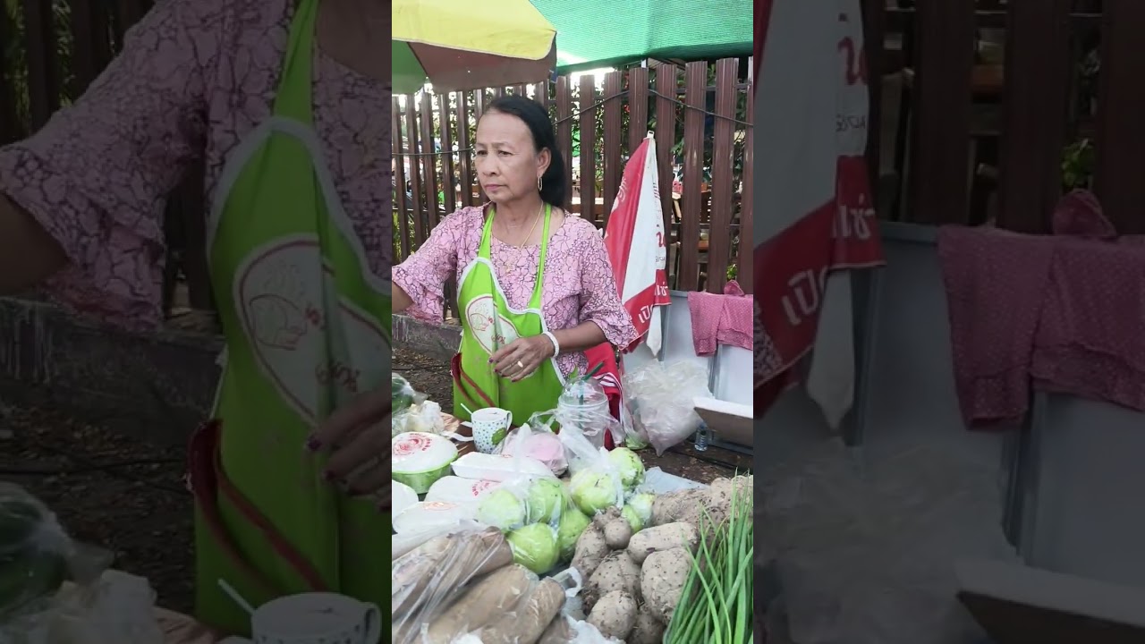 #thaifood คนมาตลาดยามแลงหลายคักจร้า