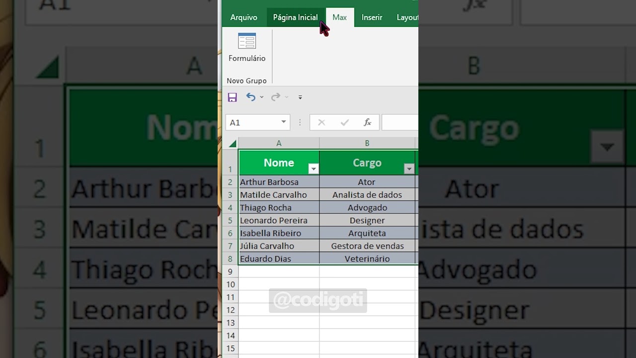 Como criar um formul&aacute;rio no Excel