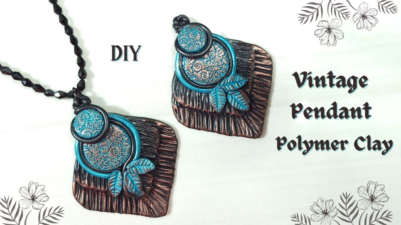 Polymer clay Vintage pendant DIY