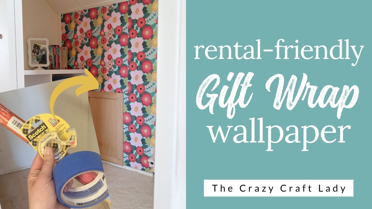 DIY Gift Wrap Wallpaper - Rental Friendly Wall Covering Idea