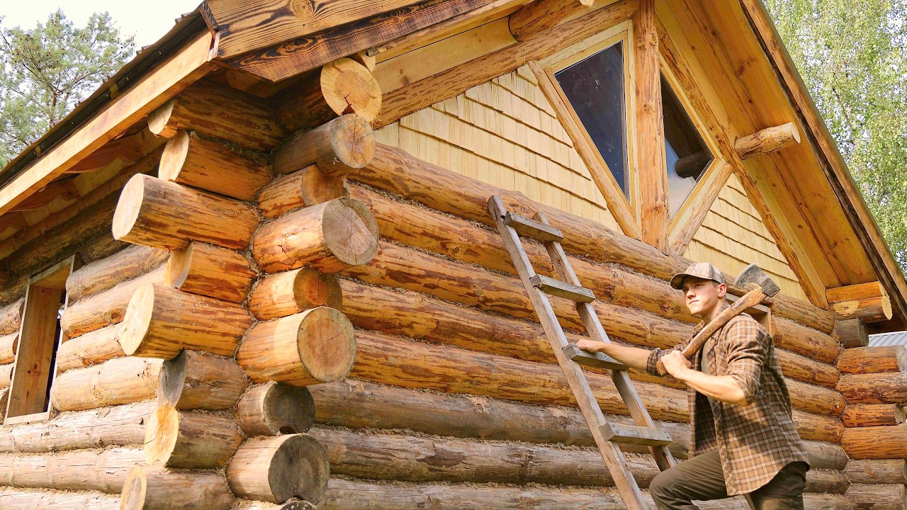I Finally Building the Gables of My Big Log House | Installing Windows