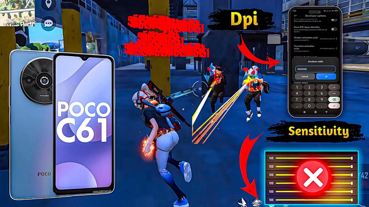 Poco C61 Free Fire Sensitivity+DPI+Headshot Settings