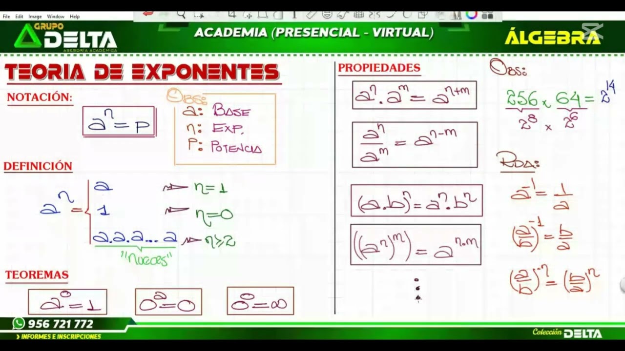 ALGEBRA : TEORIA DE EXPONENTES