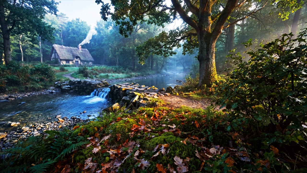Autumn River & Waterfall Sounds 🍂 Cozy Forest Ambience for Sleep [White Noise]