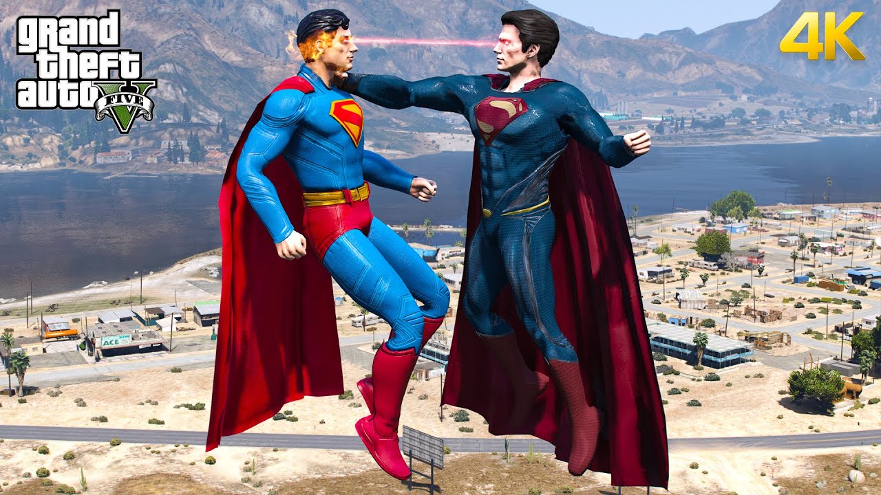 GTA 5 - Superman VS Superman | Henry Cavill VS David Corenswet