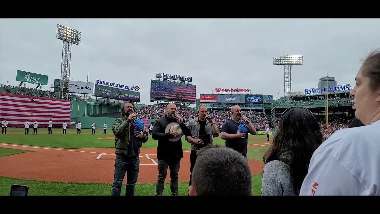 the Zach Brown Band performing the National Anthem at Fenway Park
