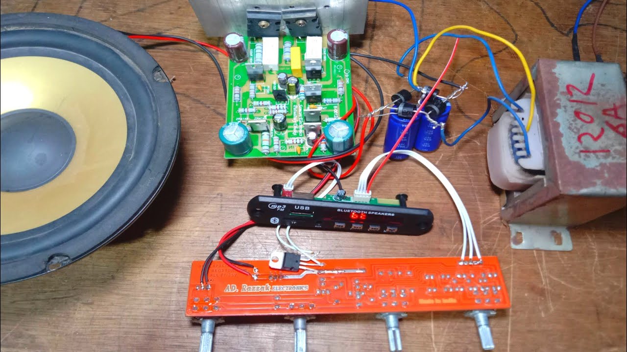 DIY Powerful Ultra Bass Amplifier 2 Transistor TTC5200 And TTA1943, Simple circuit