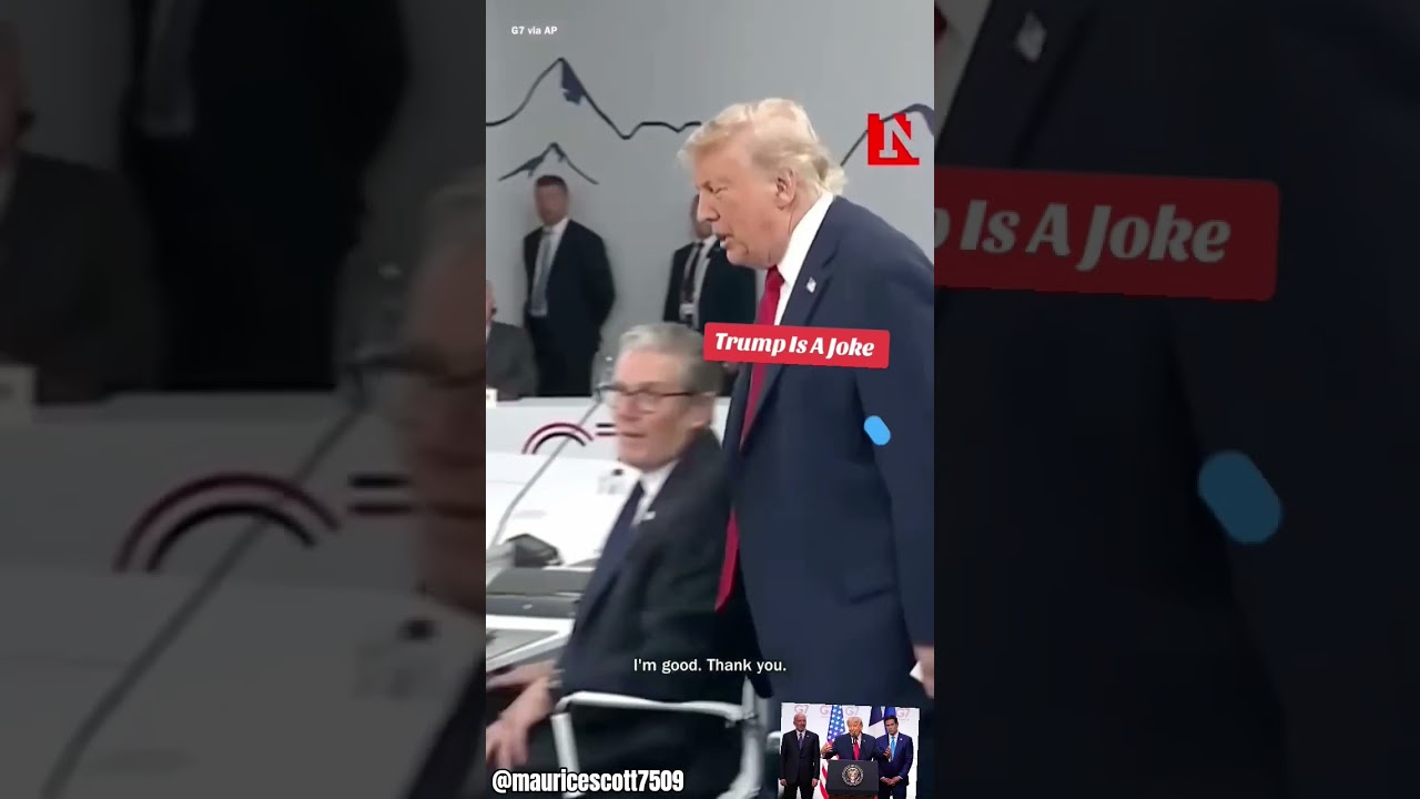 TRUMP SHOWS UP LATE... THEN CLAIMS HE'S THE BOSS 😂👀 #Trump #G7 #ViralVideo
