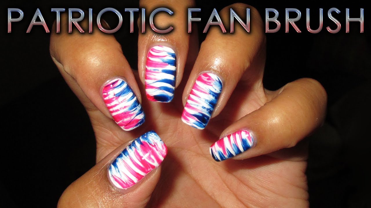 Patriotic Red White & Blue Fan Brush | DIY Nail Art Tutorial