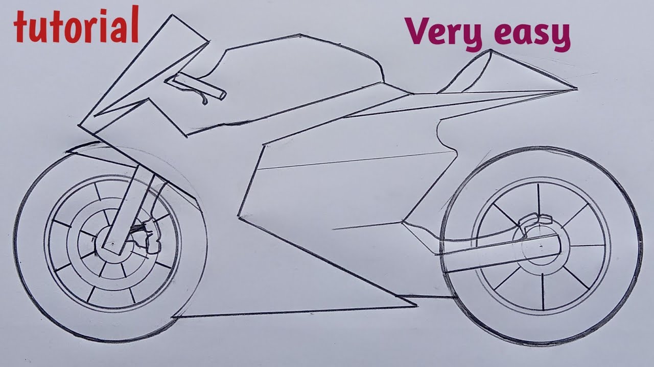 How to draw a Cool Motorcycle | Bike drawing Tutorial | Step by step for Beginners