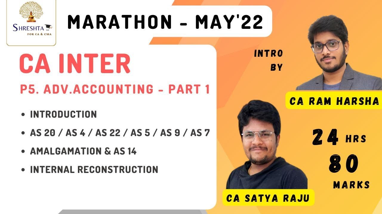 MAY 2022 - P5 ADVANCED ACCOUNTING - PART 1 - MARATHON - READ DESCRIPTION - 80 MARKS - CA INTER