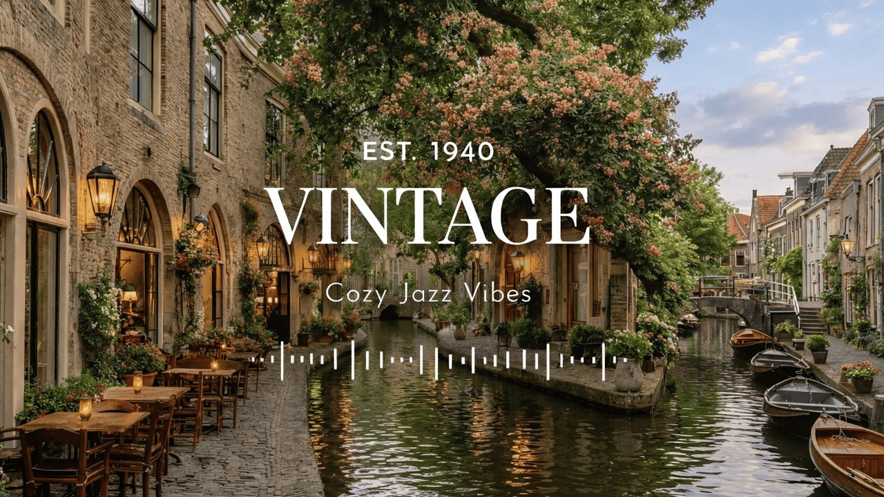 Vintage Jazz 1940s 🌿 Spring Café Ambience | Cozy Jazz Music | Relaxing Old Town Vibes