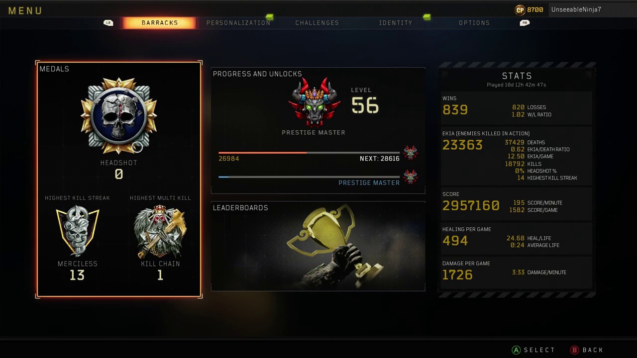 UnseeableNinja Stats Revealed!! #BlackOps4 #CODNation #BO4MasterPrestige