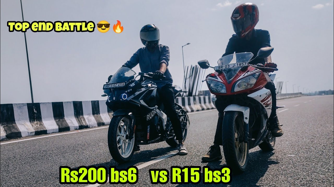 RS200 BS6 VS R15V2 BS3 TOP END BATTLE RACE TILL THEIR POTENTIAL💥⚡#patna#rs200 #yamha