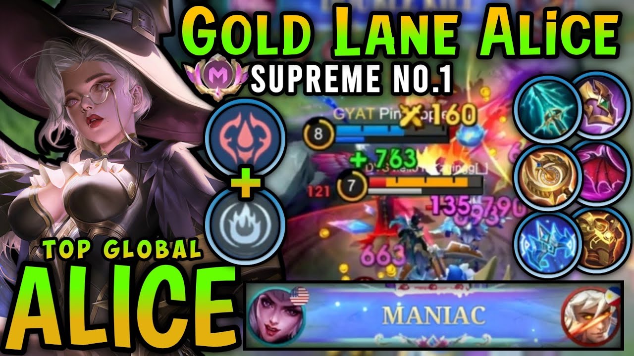 Supreme 1 Alice!! Top Global Alice Best Build 2024 | Alice Gold Lane Build - Mobile Legends