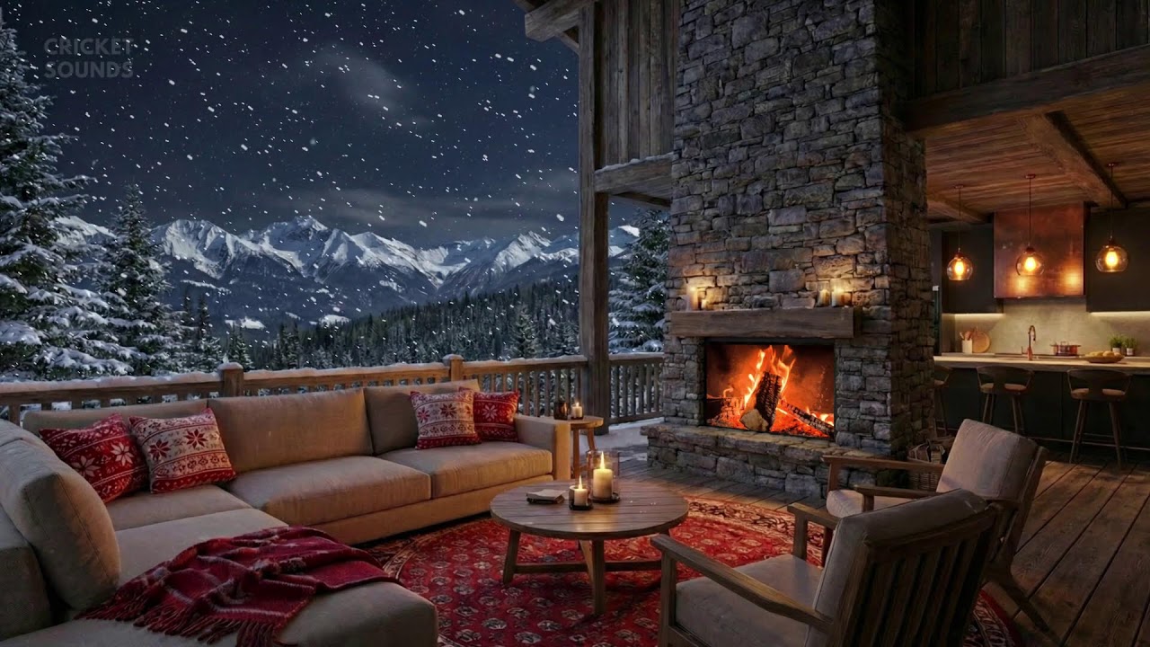 Serene Snow Cabin Escape ❄️ Soft Jazz Piano & Fireplace for Focus and Deep Sleep