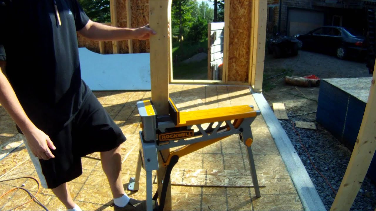 Rockwell Jawhorse and Dewalt Mitre Saw Stand Show and Tell - 28 - My Garage Build HD Time Lapse