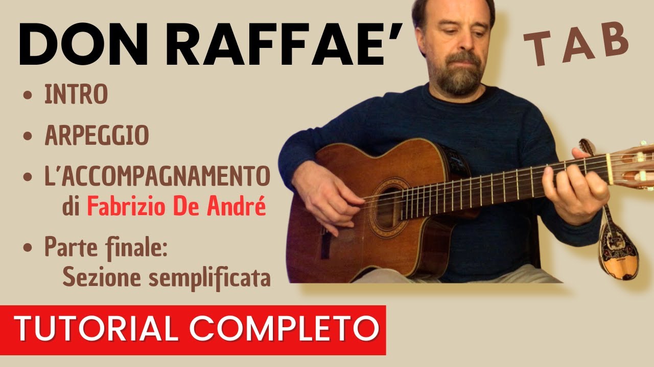 DON RAFFAE' Tutorial. Intro, arpeggio e accompagnamento chitarra come nel disco + TAB #donraffaè