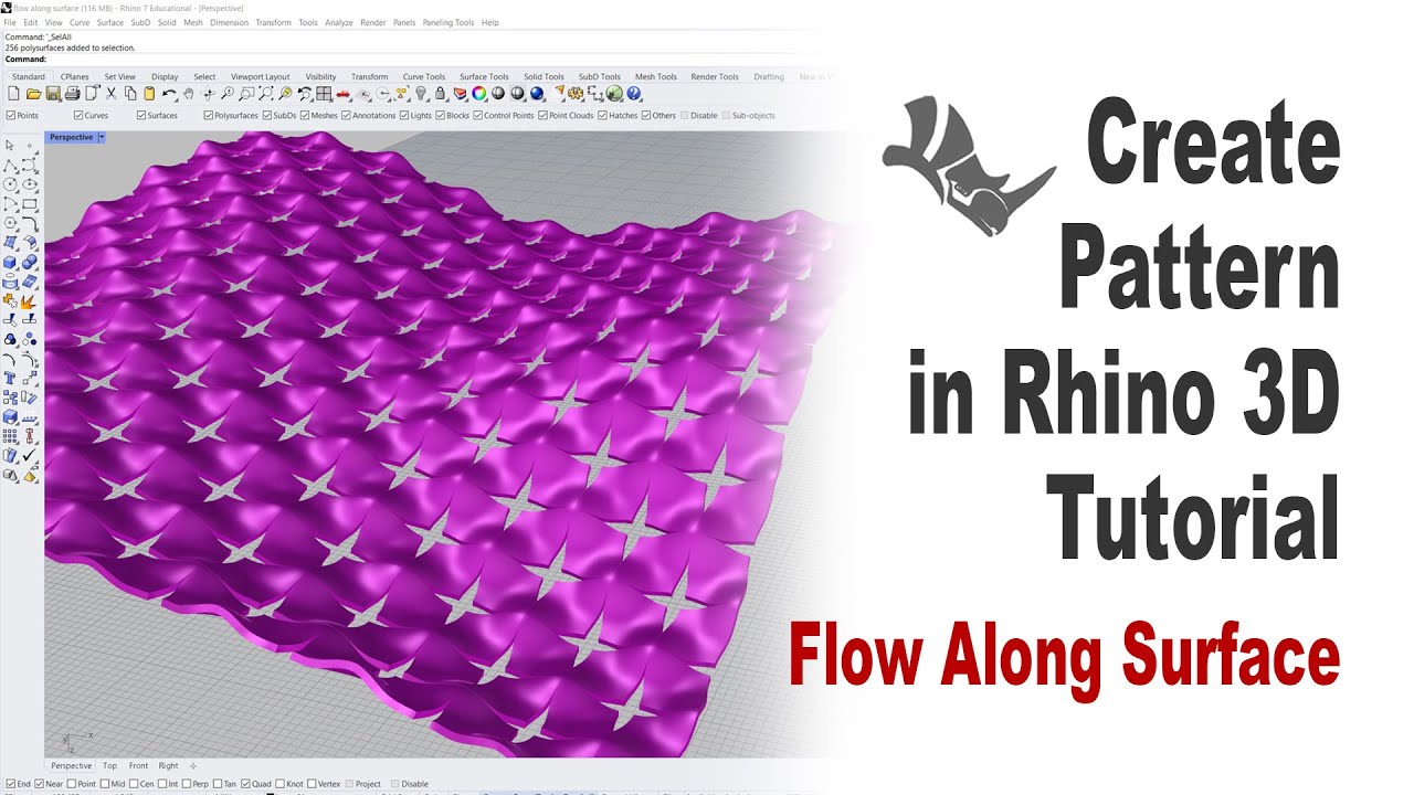 Создание текстуры/узора в Rhino 3D — команда «Обтекание поверхности» № 422