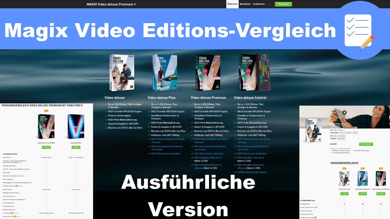 Welche Magix Video Deluxe Version ist die Richtige? Vergleich Plus, Premium, Pro X (alle Details)