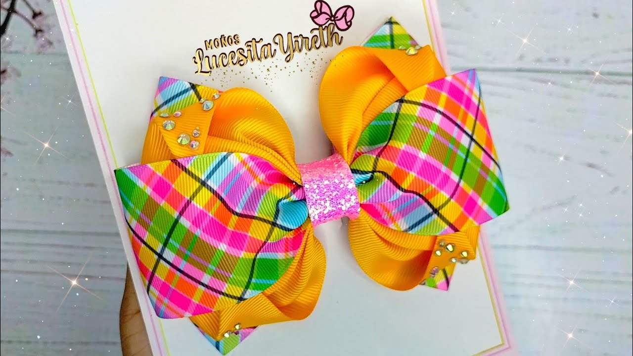 Moño Loretta con listón de 5 cm /#hairbows #facildehacer #moñosparaniñas