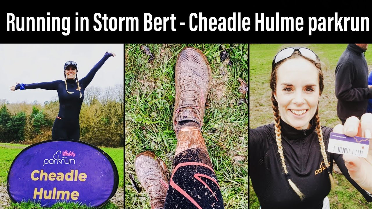 Hunting for a parkrun in Storm Bert. Half the UK Events Cancelled! Running Cheadle Hulme parkrun.
