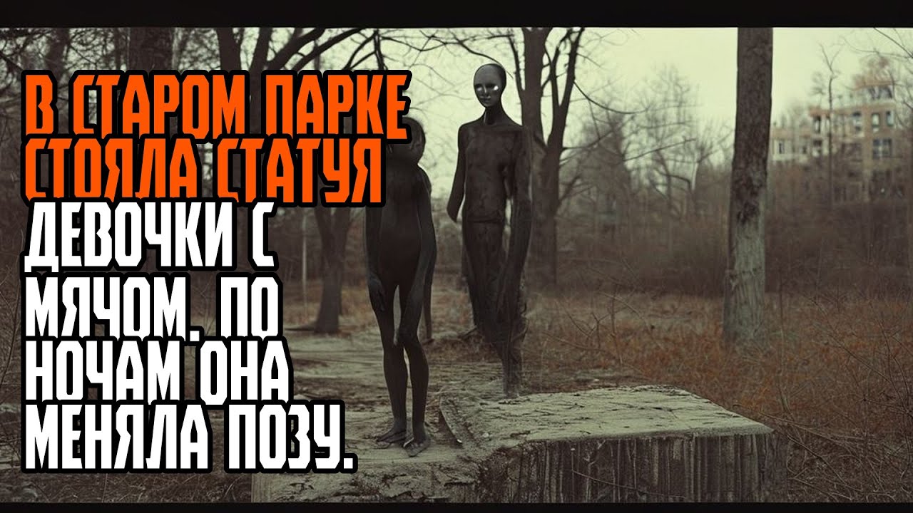 В СТАРОМ ПАРКЕ СТОЯЛА СТАТУЯ ДЕВОЧКИ С МЯЧОМ  ПО НОЧАМ ОНА МЕНЯЛА ПОЗУ