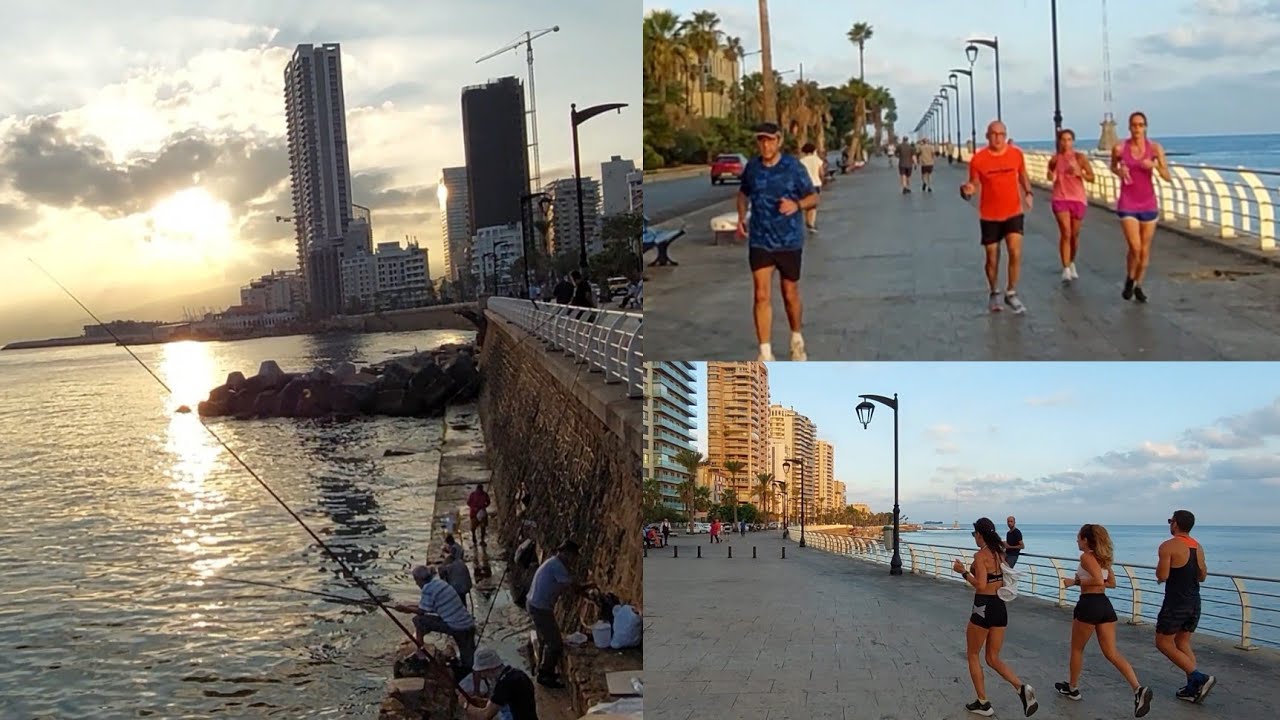 تمشاية على كورنيش بيروت البحري في الصباح الباكر / Walking in Beirut.