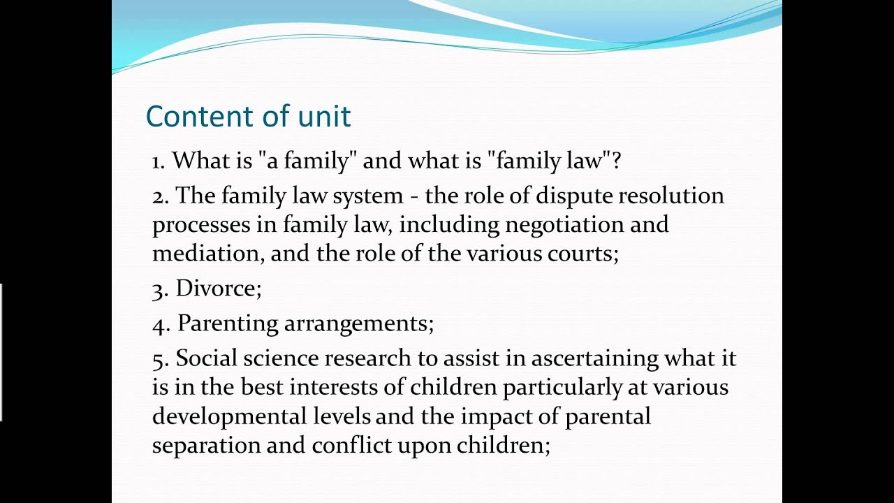 LLB243: Module 1: Introduction to Family Law Unit