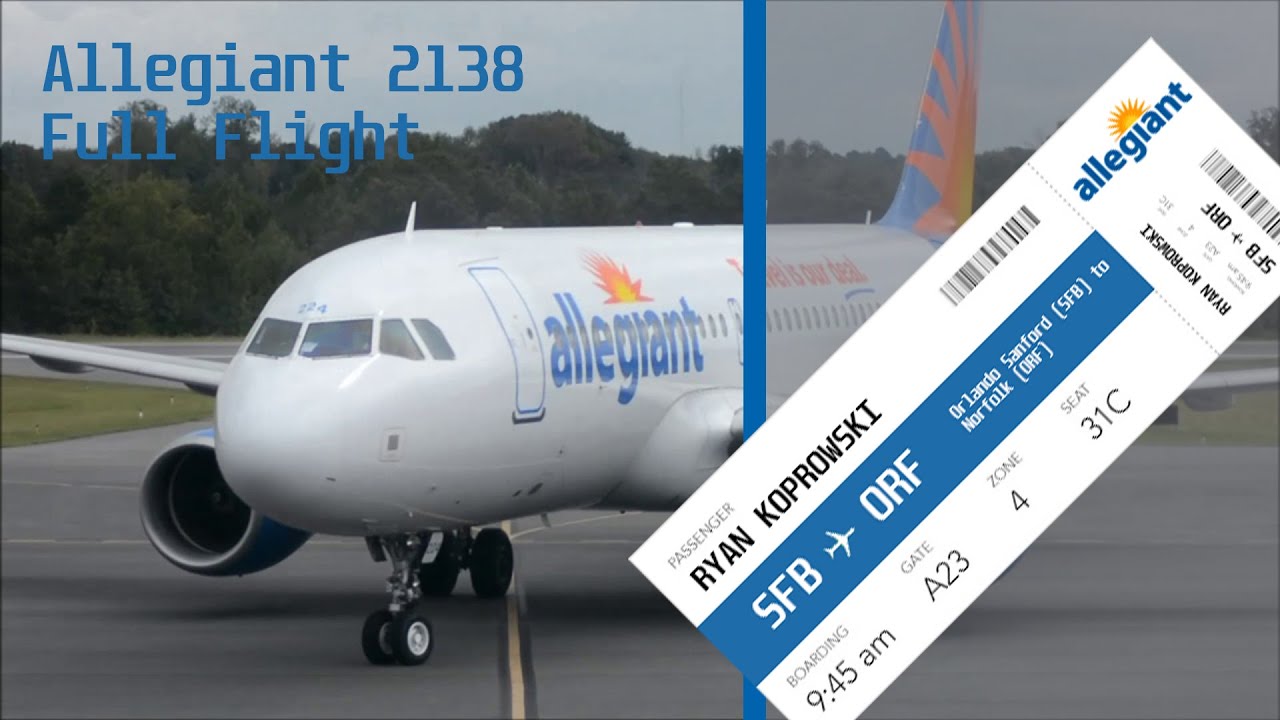 Allegiant Air Airbus A320 Full Flight | Orlando Sanford to Norfolk | G42138