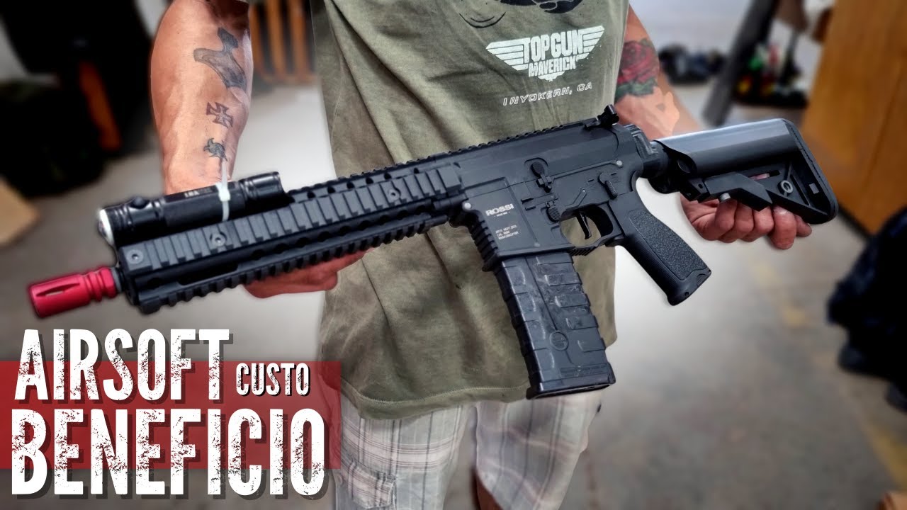 MAIS UM DIA DE AIRSOFT | AEG BARATA COM RENDIMENTO DE HPA ??