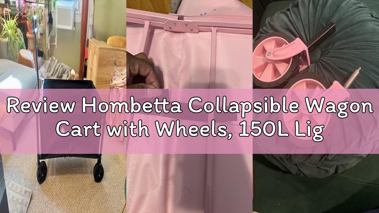 Review Hombetta Collapsible Wagon Cart with Wheels, 150L Lightweight Foldable Utility Cart, Portable