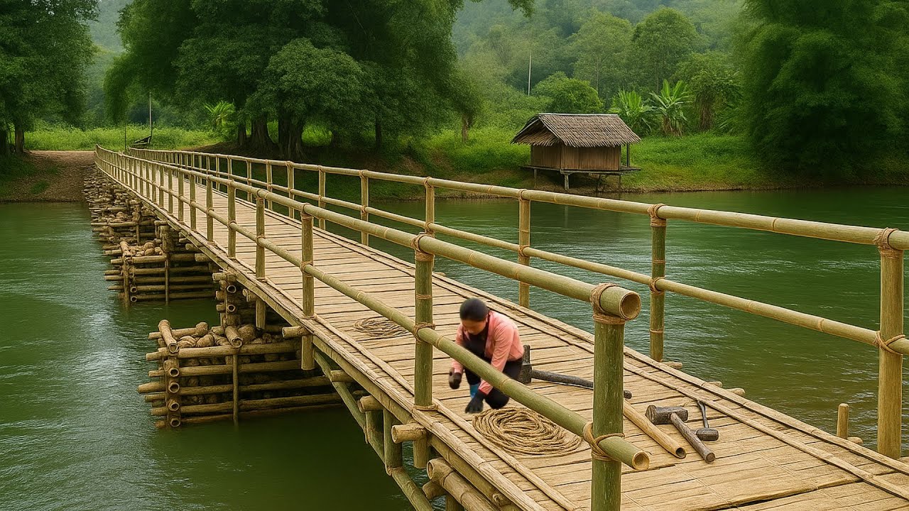 TIMELAPSE: The 80 Day Journey of Building a Giant Bamboo Bridge Connecting to the Deserted Island