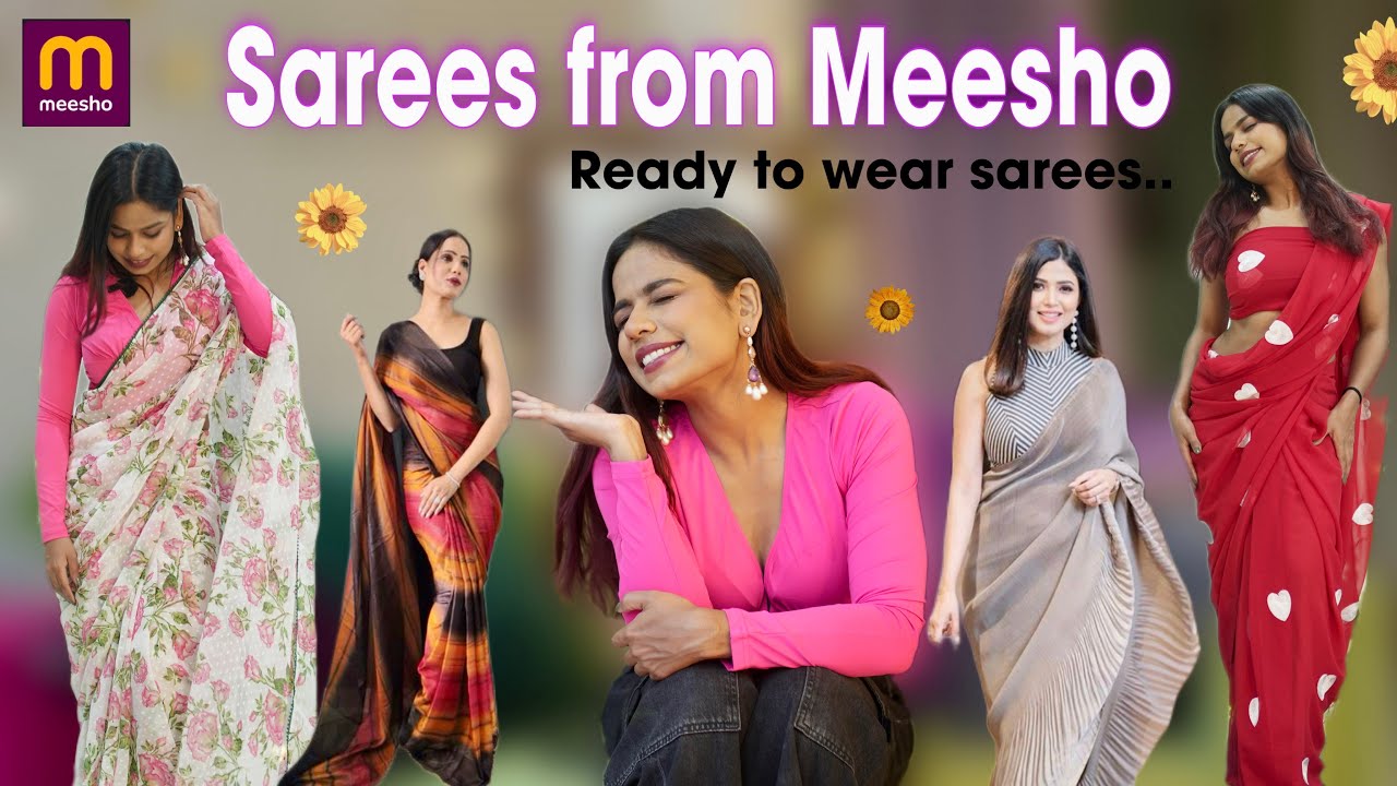 Sarees From Meesho🥻|| Ready to wear Sarees 💕 #meesho