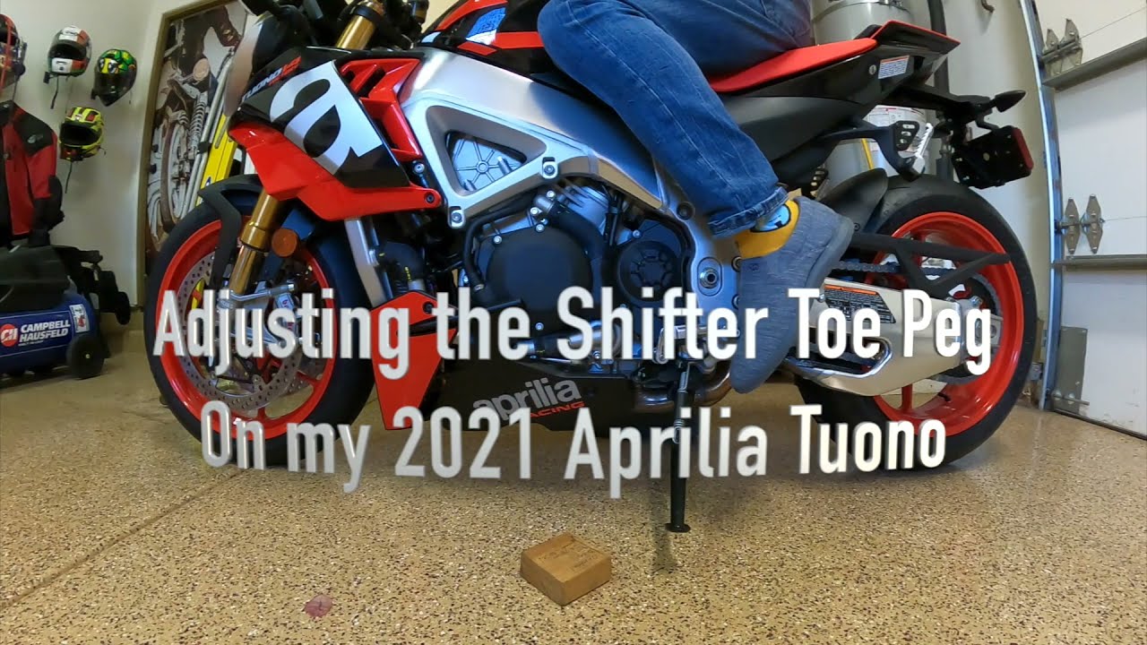 Shifter Toe Peg Adjustment on my 2021 Aprilia Tuono   HD 1080p