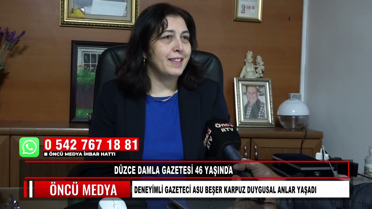 DÜZCE DAMLA GAZETESİ 46 YAŞINDA DENEYİMLİ GAZETECİ ASU BEŞER KARPUZ DUYGUSAL ANLAR YAŞADI