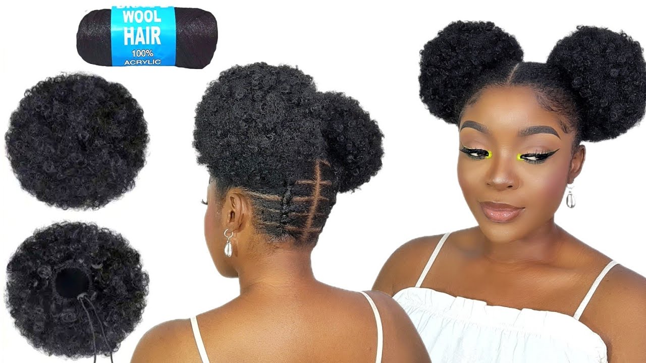 WOW😱 Afro Drawstring Ponytail Hairstyle Using Brazilian Wool Attachment