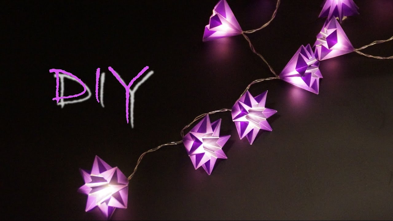basteln mit Papier zu Weihnachten: schöne Sterne - Lichterkette selber basteln, DIY