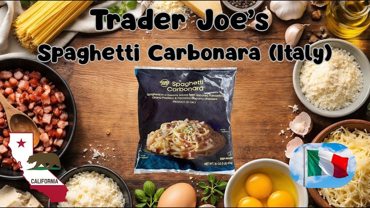 Trader Joe’s  Spaghetti Carbonara (Italy) Cheese Week 5 with Grana Padano & Pecornio Romano